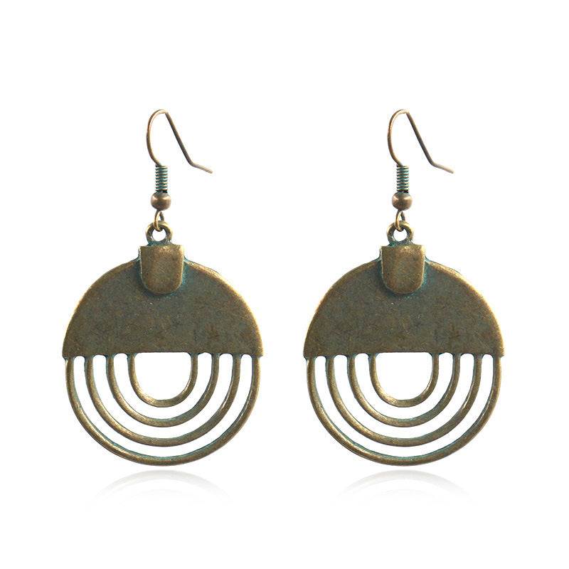 Wholesale Geometric Hollow Oval Alloy Pendant Earrings